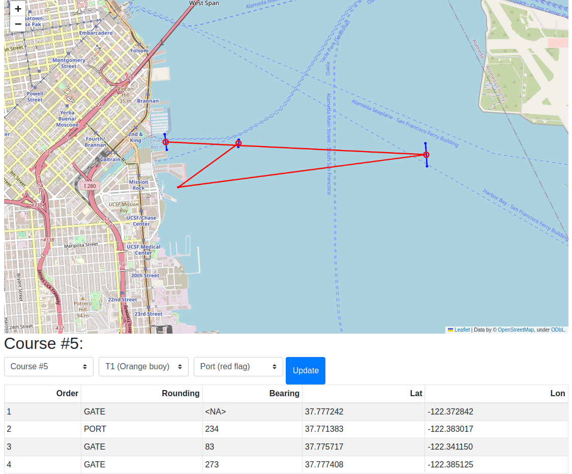 Course Maps for South Beach Yacht Club's Friday Night Series